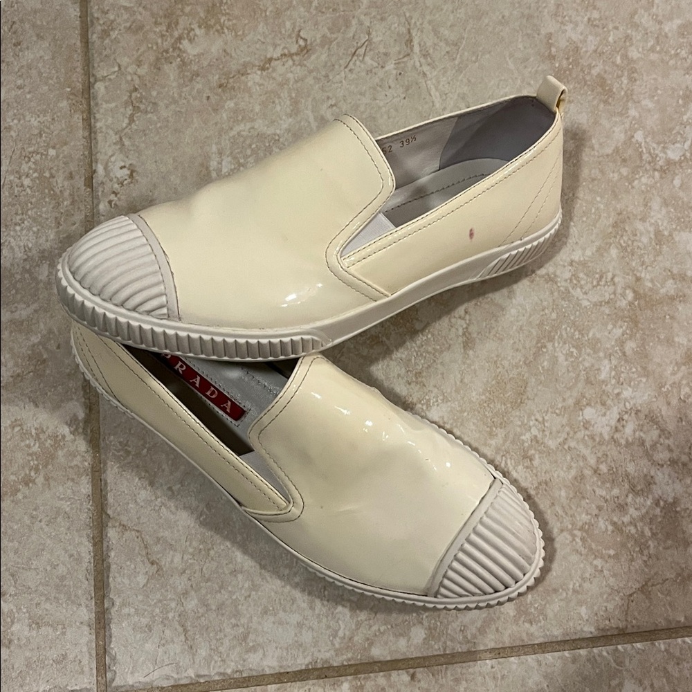 Prada Women's Cream Slip-On Sneakers, 8.5 USA size, 39.5 USA, preowned - Picture 8 of 14
